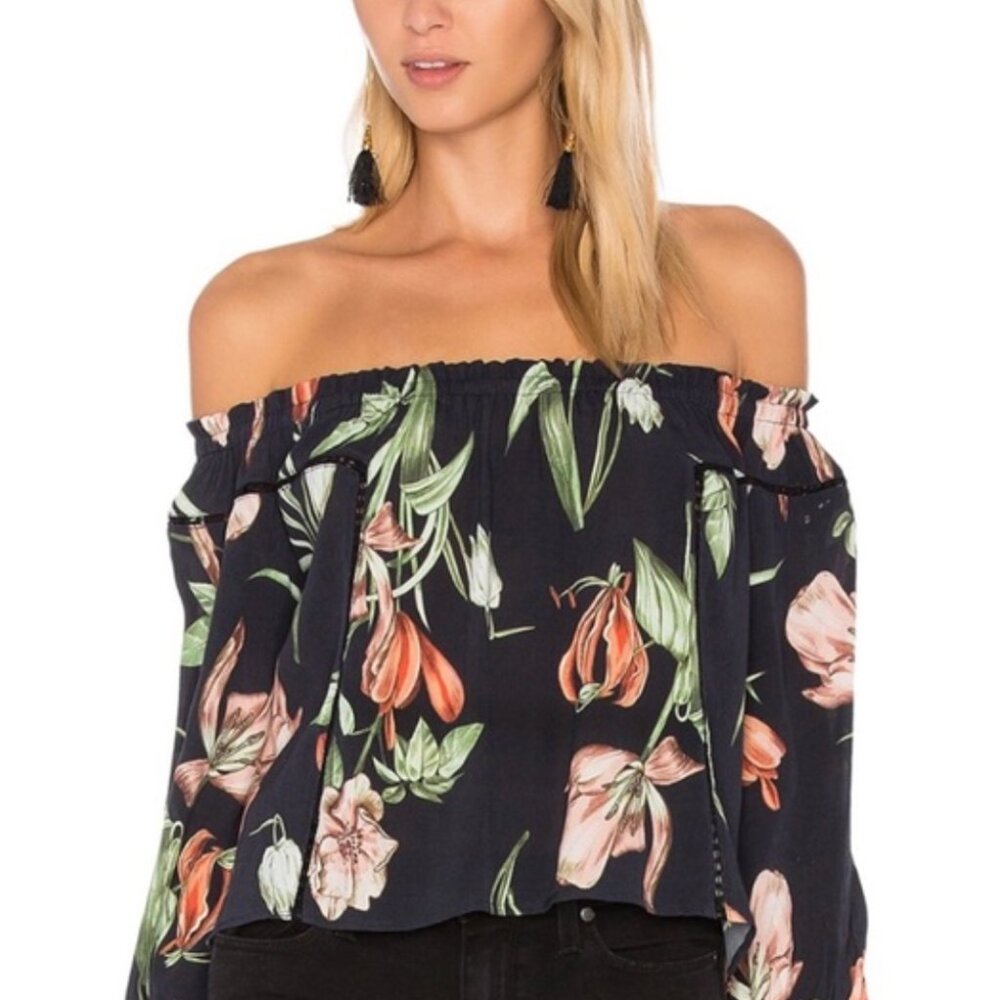 Astr Black Floral Off-Shoulder Blouse